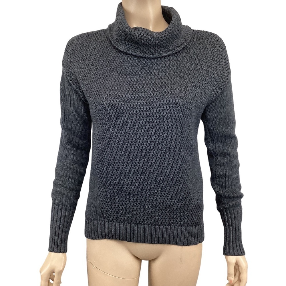 Athleta Breckenridge Charcoal Waffle Knit Pullover Sweater size XS‎ Xsmall Cowl